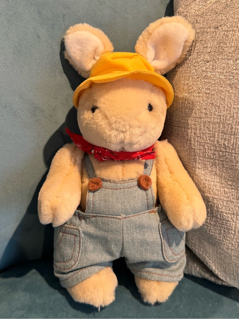 Royal Doulton Plush Bunny with Yellow Hat and Red Bandana